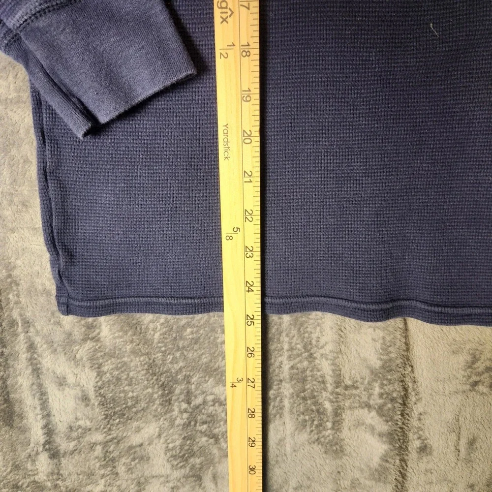 Polo Ralph Lauren Mens Navy Blue Waffle Knit Thermal Long Sleeve Shirt Medium